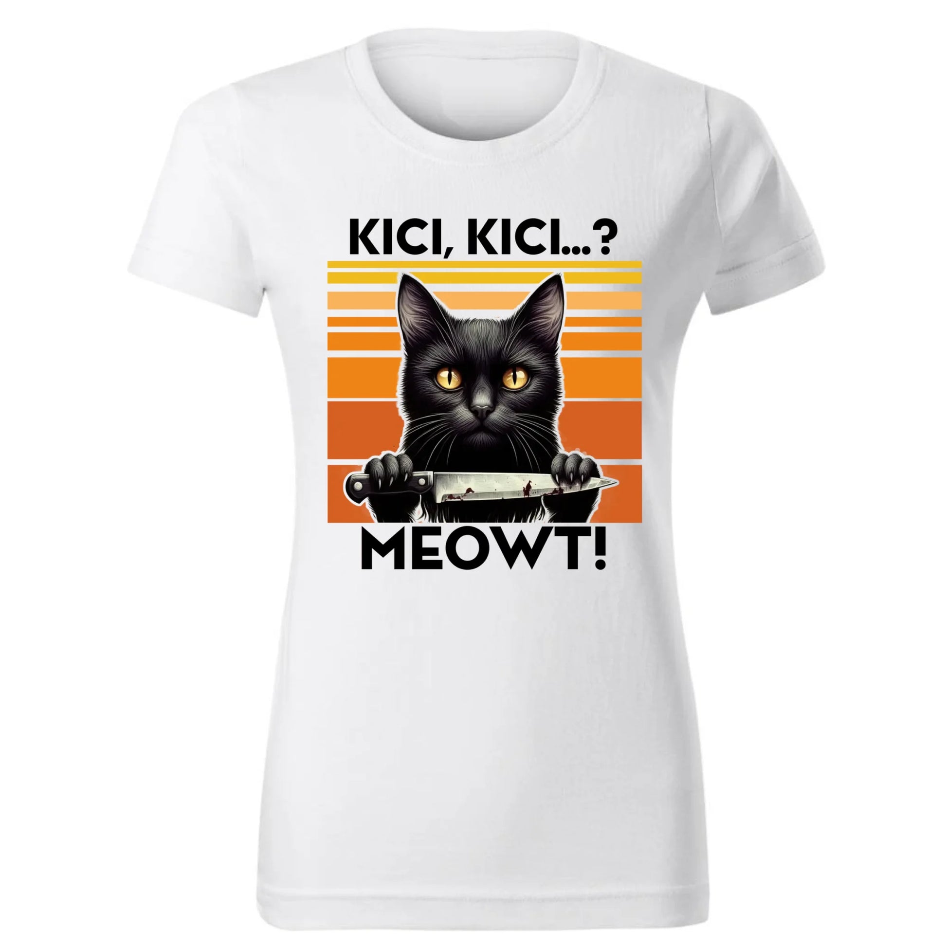 Koszulka damska - Kot z nożem - Kici, kici... MEOWT! HL17 - StoryCups.pl