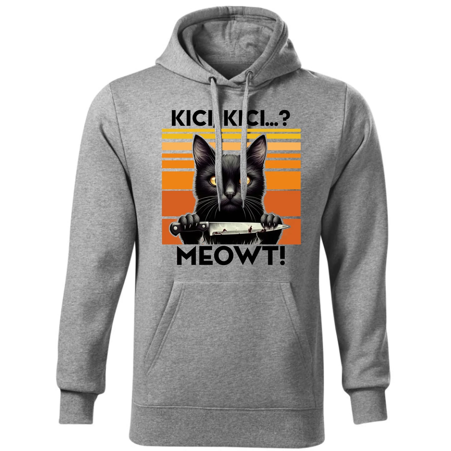 Bluza męska z kapturem - Kot z nożem - Kici, kici... MEOWT! HL17 - StoryCups.pl