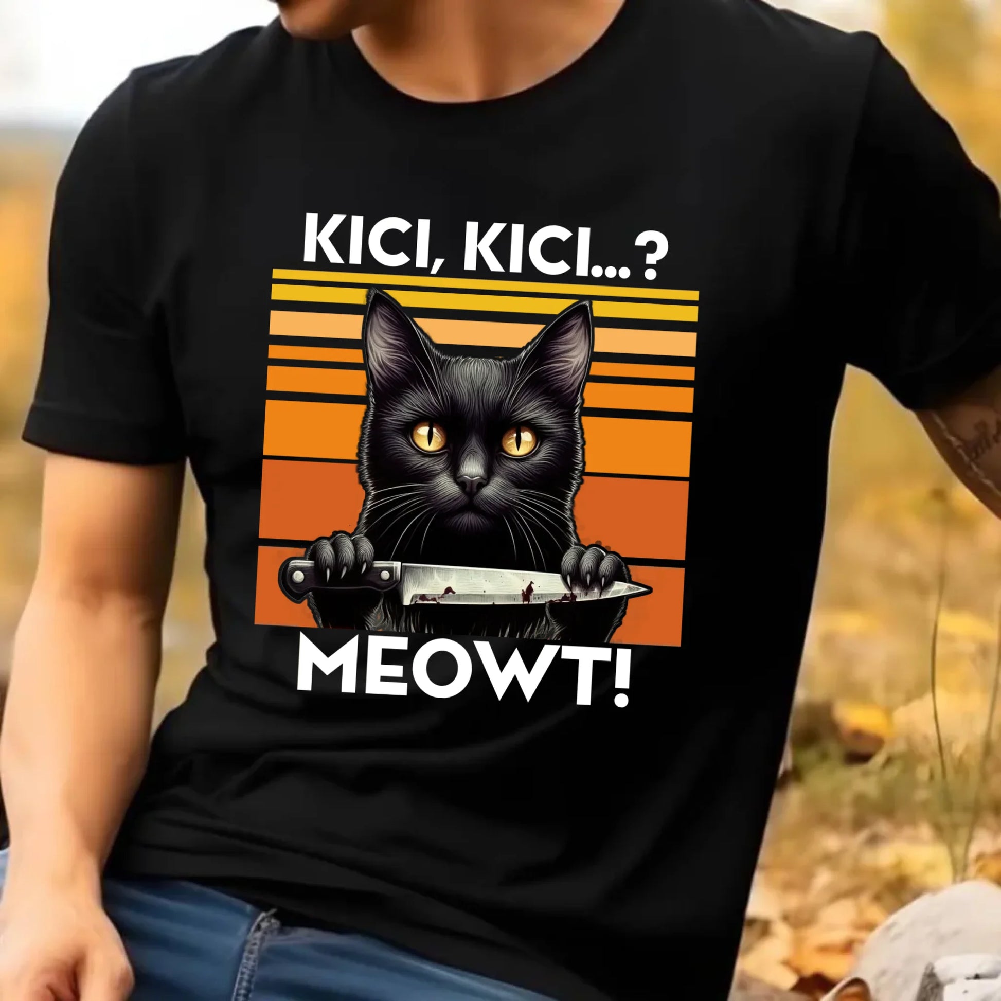 Koszulka męska - Kot z nożem - Kici, kici... MEOWT! HL17 - StoryCups.pl