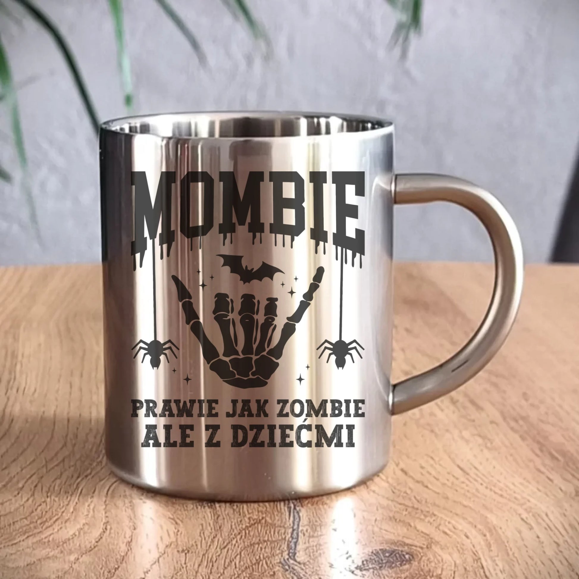 Kubek metalowy dla mamy - Mombie - zombie z dziećmi HL18 - StoryCups.pl