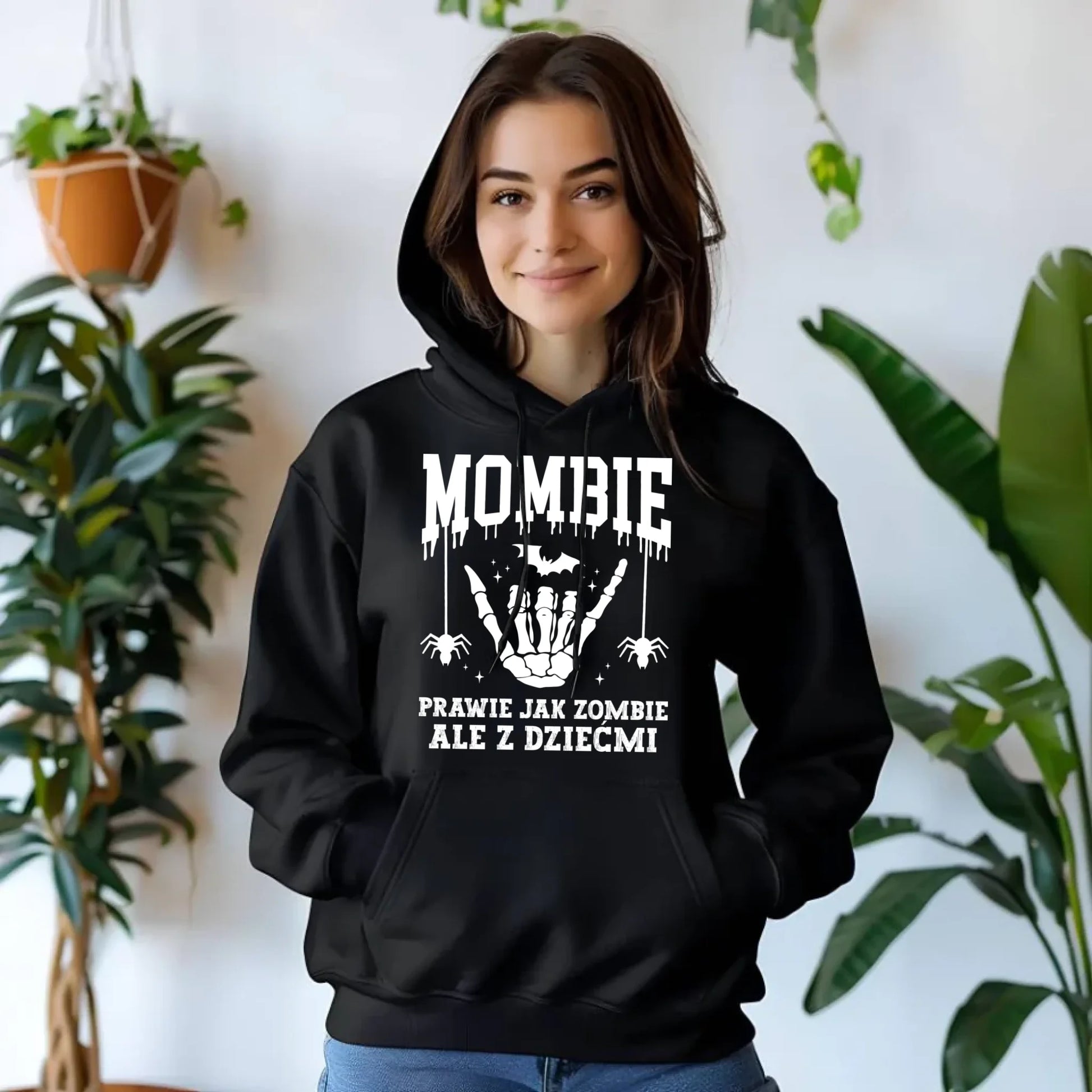 Bluza damska z kapturem dla mamy - Mombie - zombie z dziećmi HL18 - StoryCups.pl