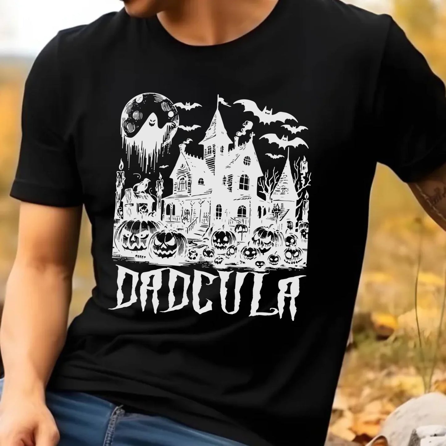 Koszulka męska halloweenowa dla taty - Upiorny dom - Dadcula HL19 - StoryCups.pl