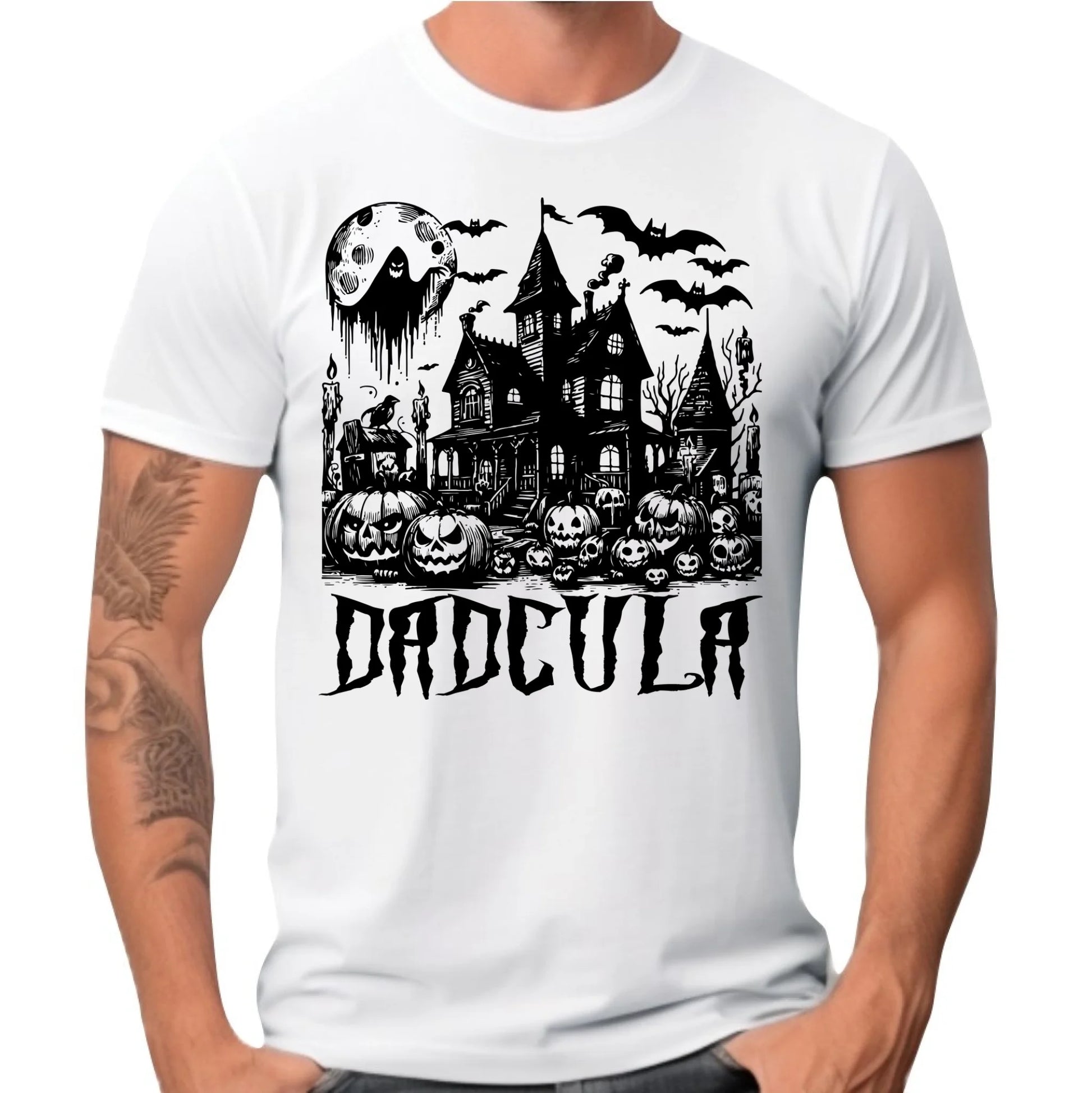 Koszulka męska halloweenowa dla taty - Upiorny dom - Dadcula HL19 - StoryCups.pl