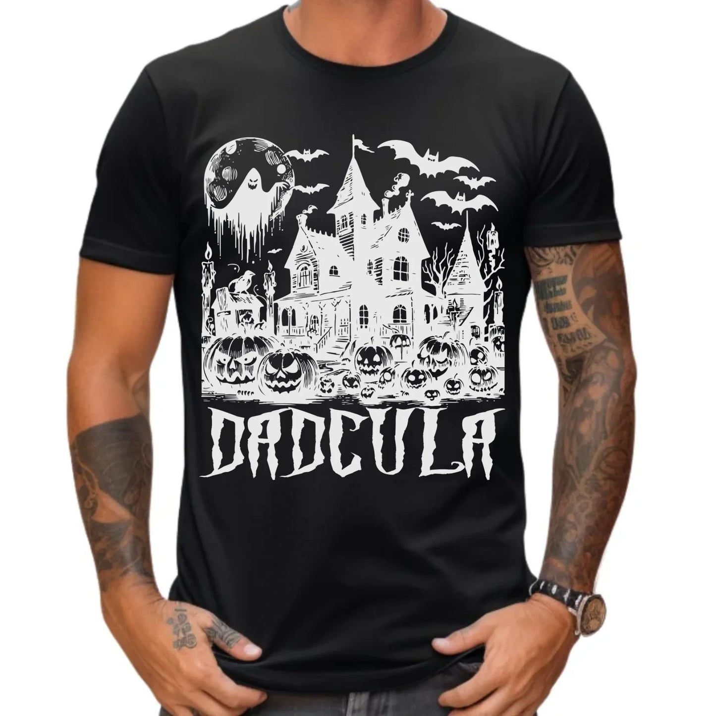 Koszulka męska halloweenowa dla taty - Upiorny dom - Dadcula HL19 - StoryCups.pl