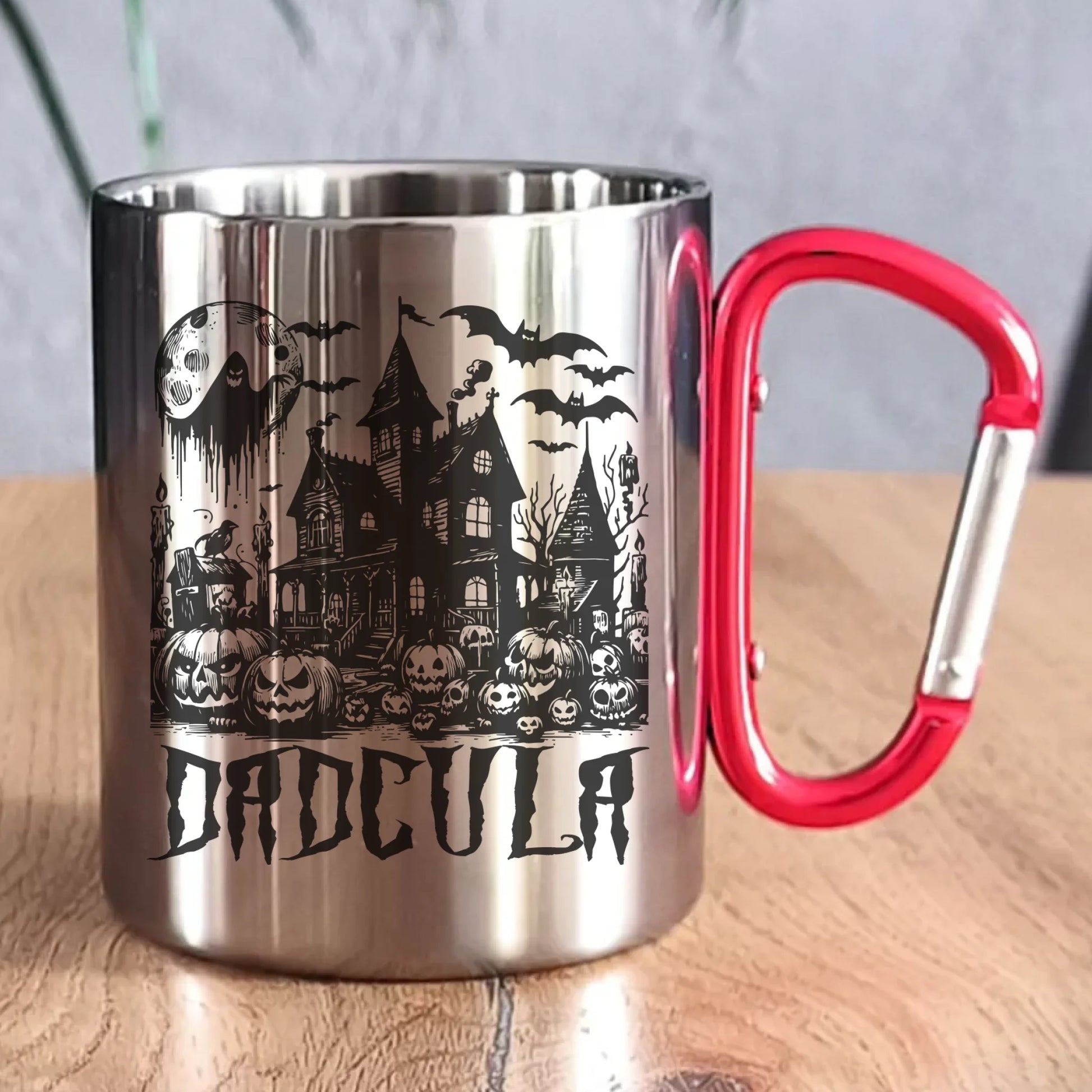 Kubek metalowy na Halloween dla taty - Upiorny dom - Dadcula HL19 - StoryCups.pl