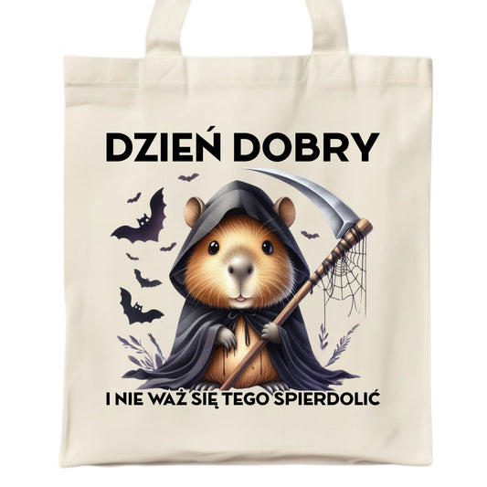Torba halloweenowa - Kapibara Żniwiarz - Dzień dobry - bez cenzury HL20 - StoryCups.pl