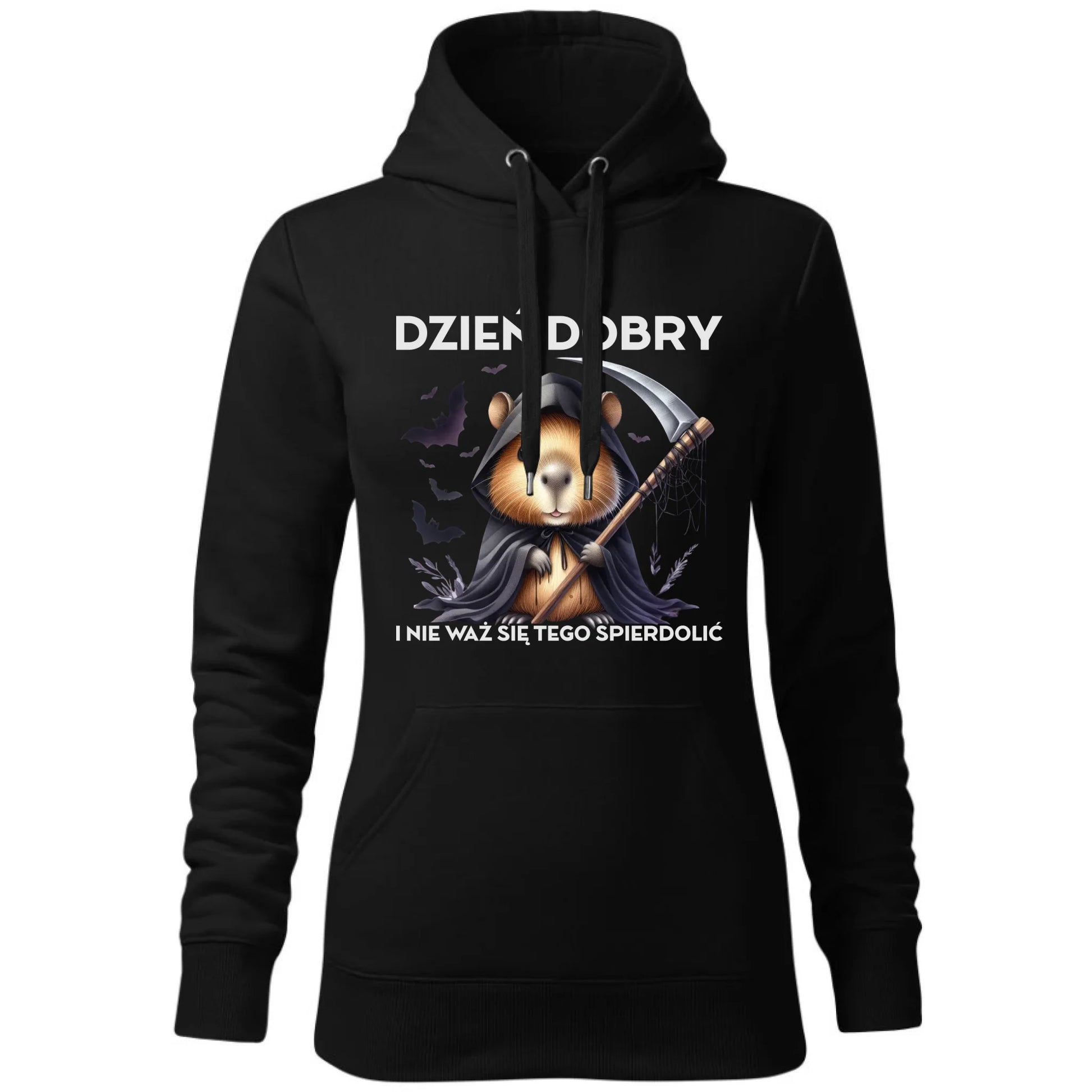 Bluza damska z kapturem na halloween - Kapibara Żniwiarz - Dzień dobry - bez cenzury HL20 - StoryCups.pl