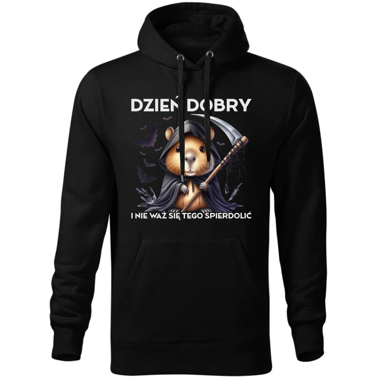 Bluza męska z kapturem na halloween - Kapibara Żniwiarz - Dzień dobry - bez cenzury HL20 - StoryCups.pl