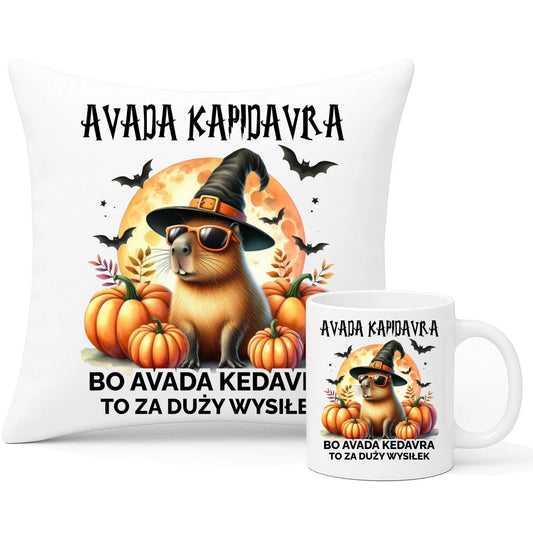 Zestaw poduszka i kubek halloweenowy - Kapibara - Avada Kapidavra HL21 - StoryCups.pl