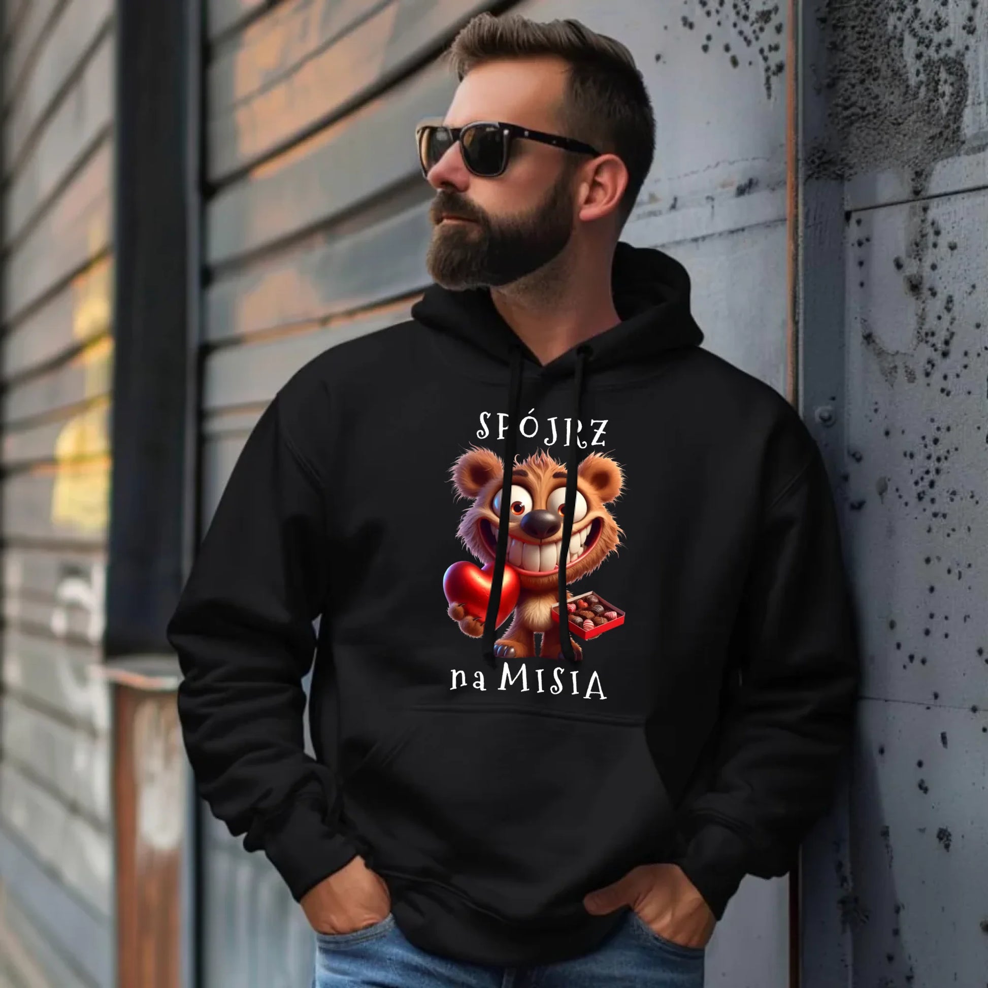 Bluza męska z kapturem - Spójrz na Misia W31 - StoryCups.pl