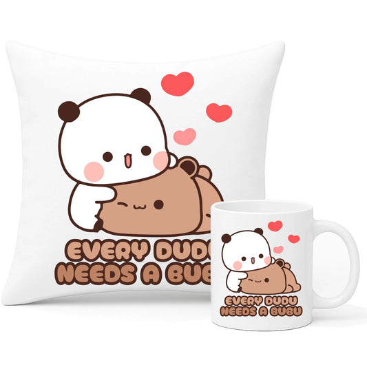 Zestaw poduszka i kubek dla par - Every Dudu needs a Bubu W32 - StoryCups.pl