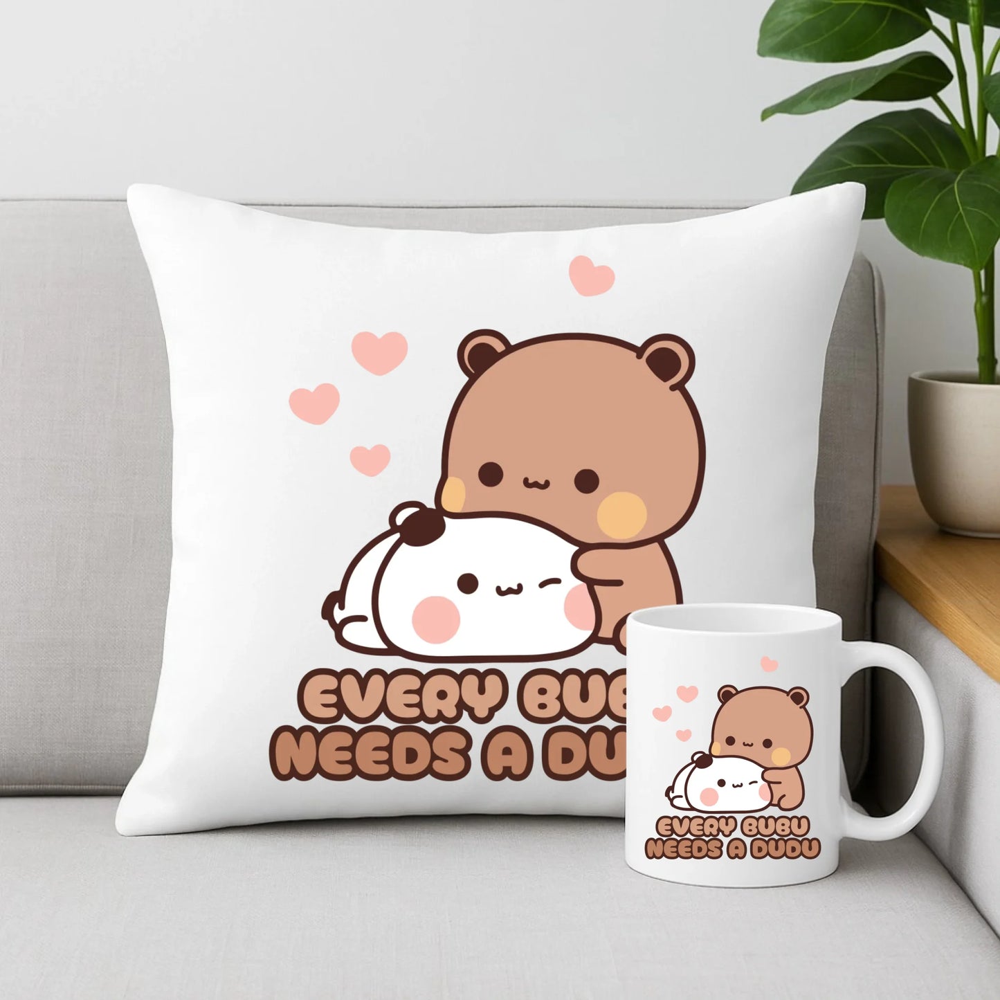Zestaw poduszka i kubek dla par - Every Bubu needs a Dudu W33 - StoryCups.pl