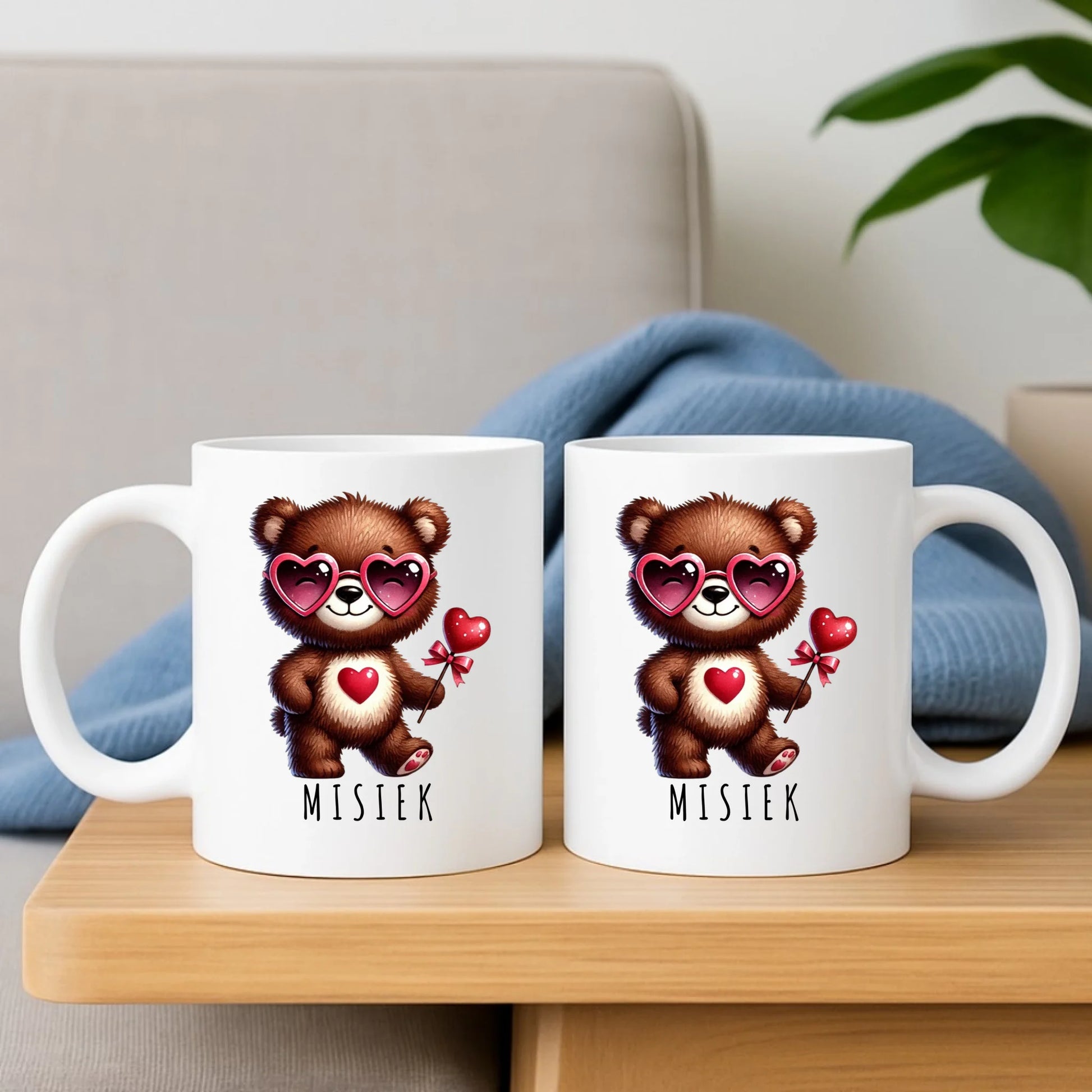 Zestaw poduszka i kubek - Misiek z sercem W34 - StoryCups.pl