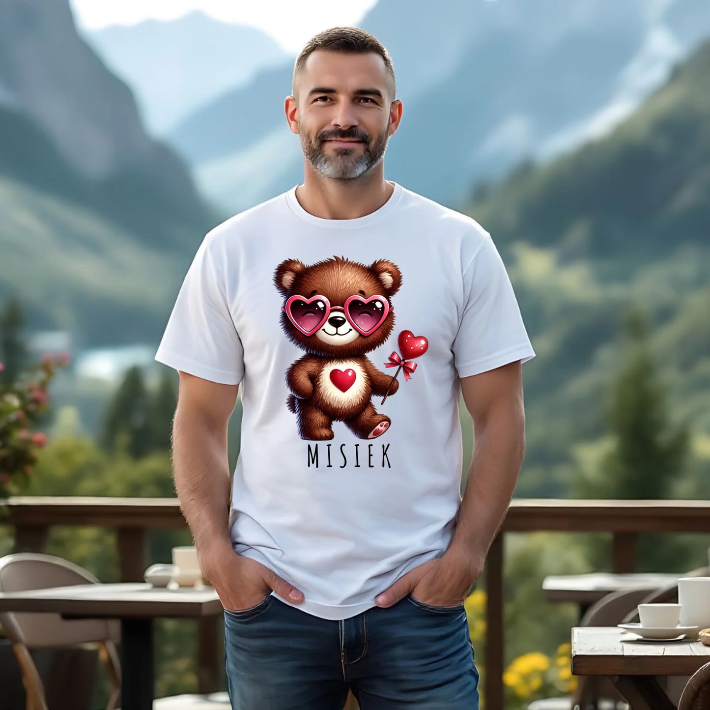 Koszulka męska - Misiek z sercem W34 - StoryCups.pl