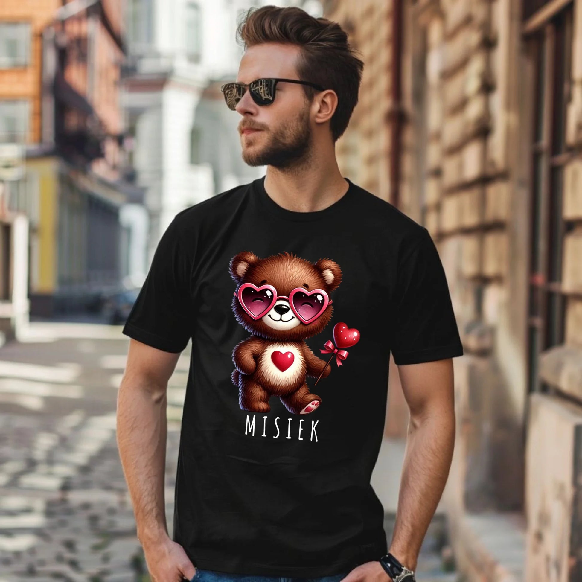 Koszulka męska - Misiek z sercem W34 - StoryCups.pl
