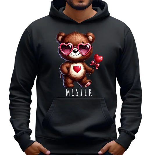 Bluza męska z kapturem - Misiek z sercem W34 - StoryCups.pl