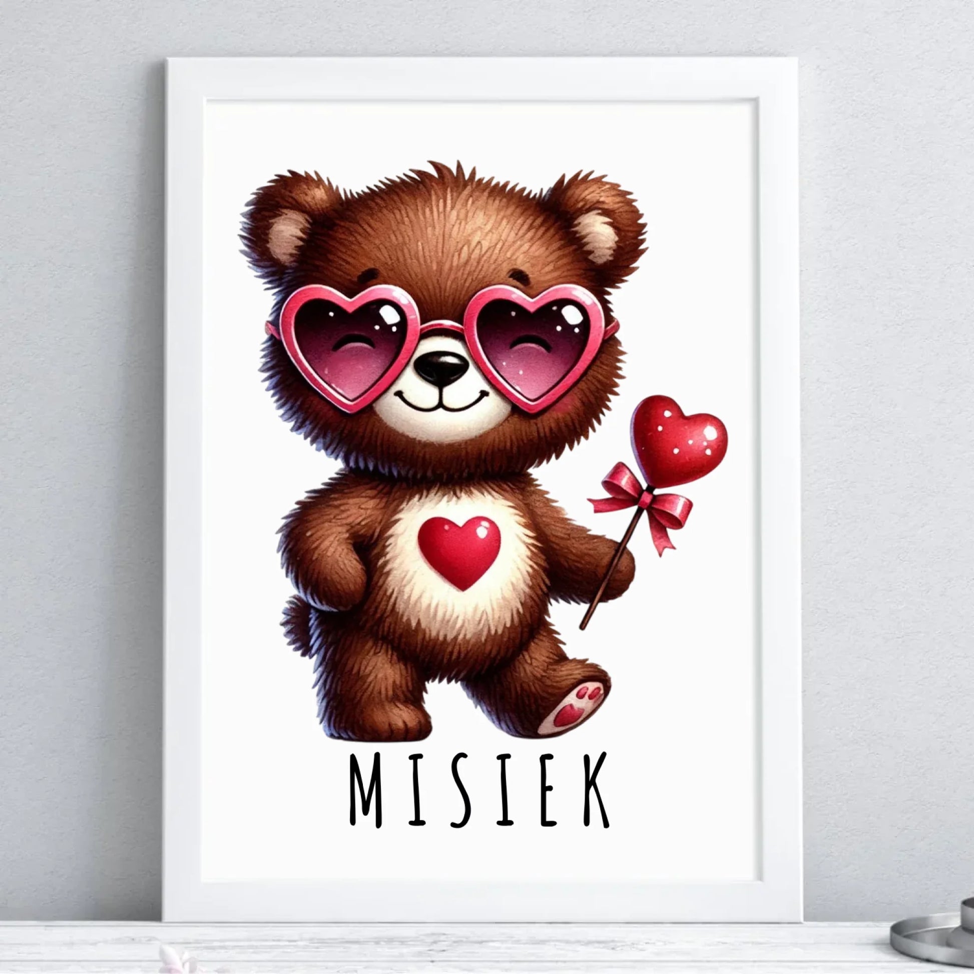 Plakat w ramie - Misiek z sercem W34 - StoryCups.pl