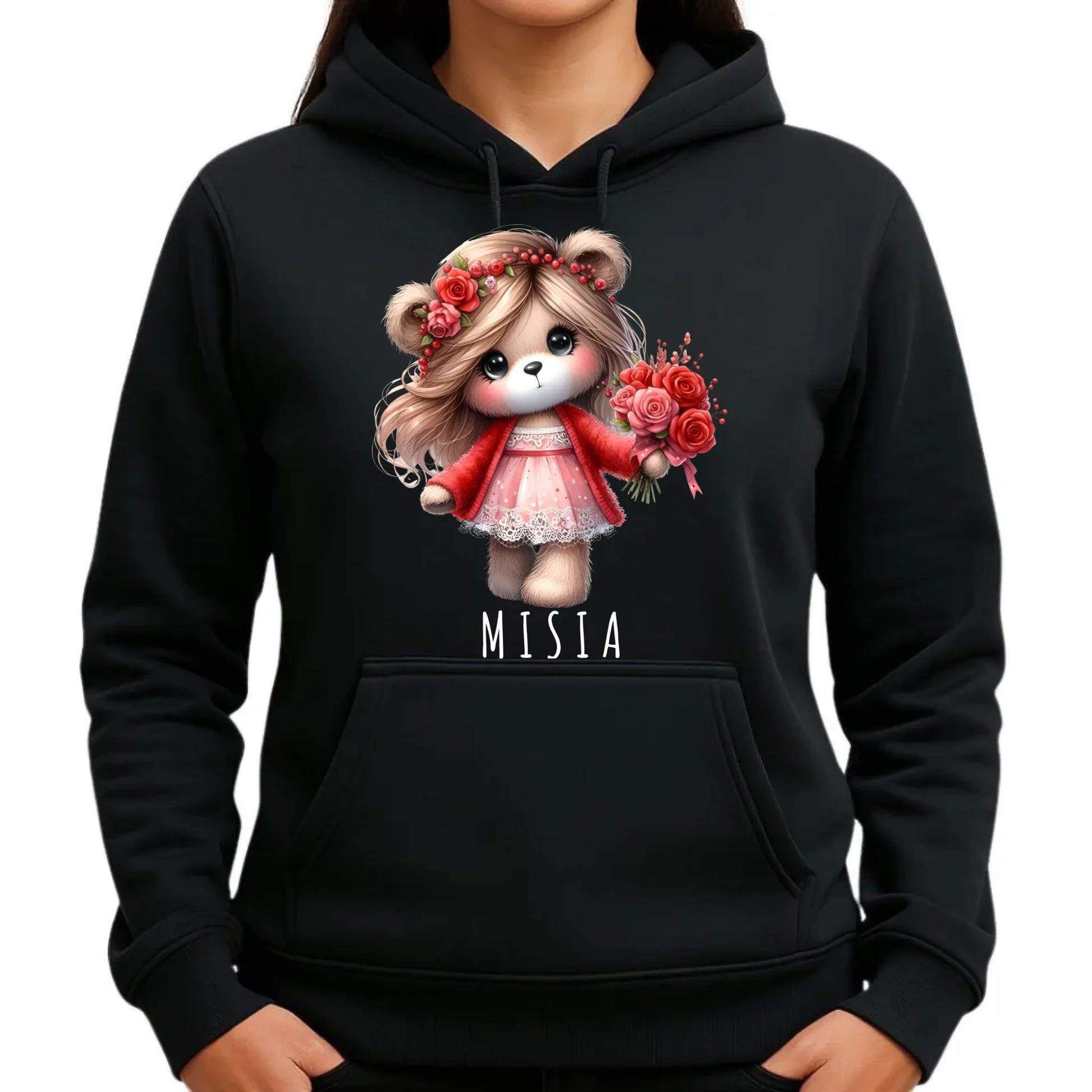 Bluza damska z kapturem - prezent dla dziewczyny - Urocza Misia W35 - StoryCups.pl