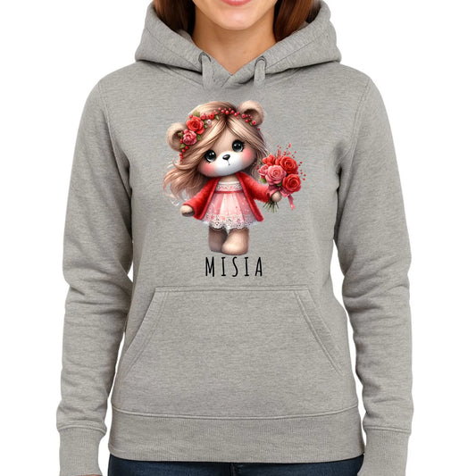 Bluza damska z kapturem - prezent dla dziewczyny - Urocza Misia W35 - StoryCups.pl
