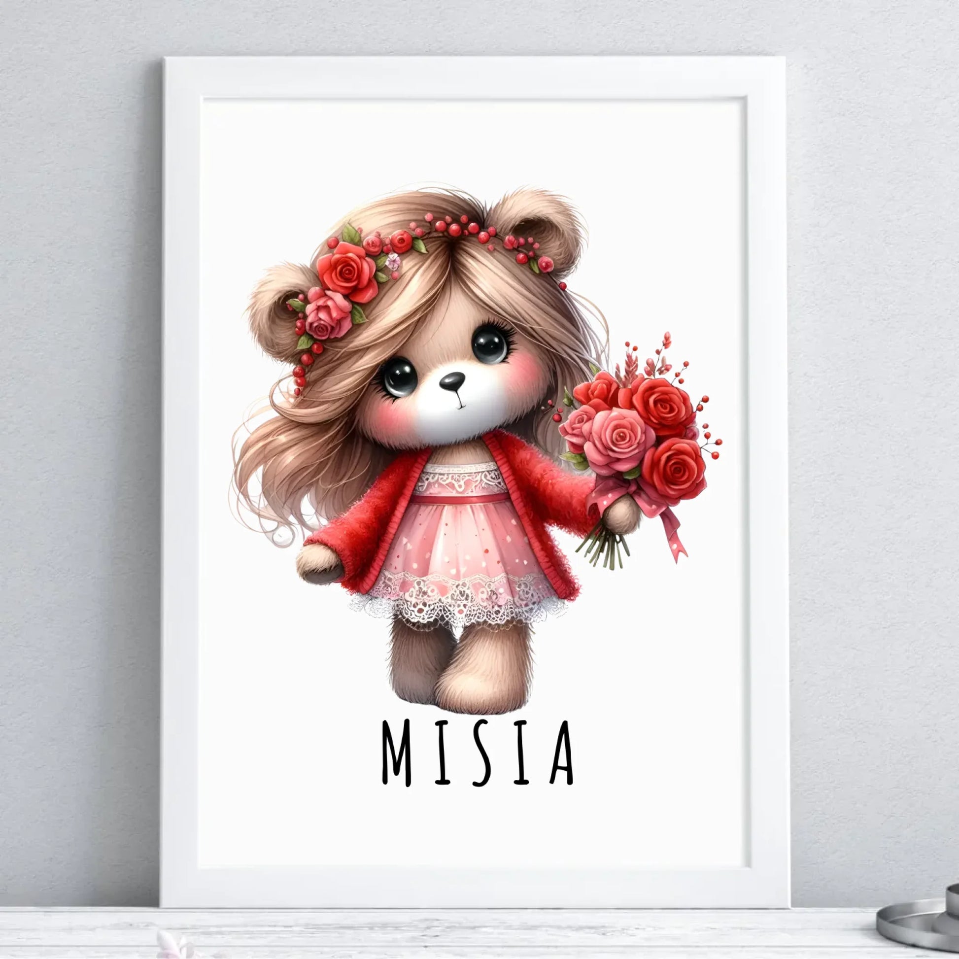 Plakat w ramie - prezent dla dziewczyny - Urocza Misia W35 - StoryCups.pl