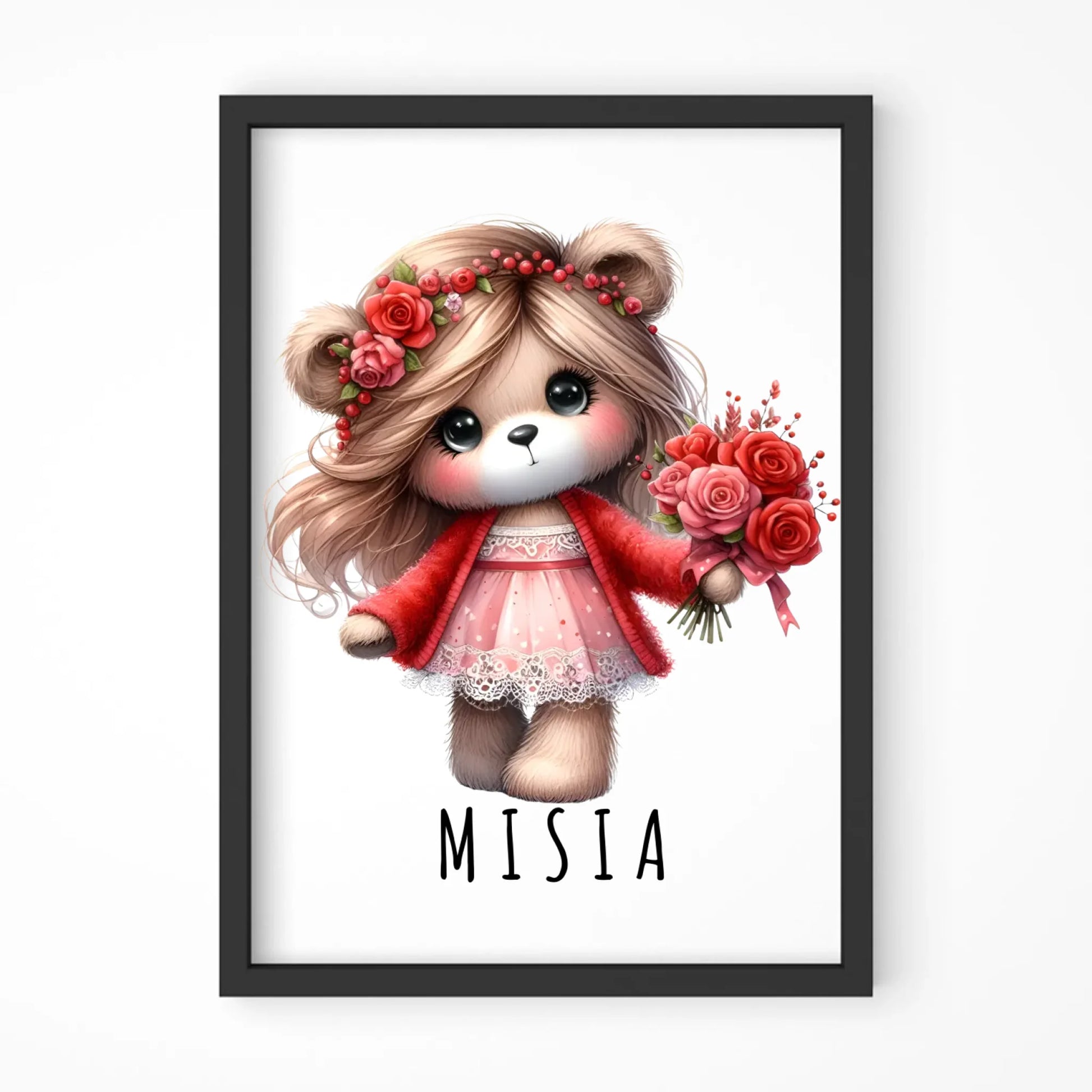 Plakat w ramie - prezent dla dziewczyny - Urocza Misia W35 - StoryCups.pl