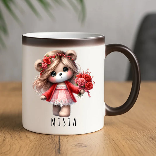 Kubek magiczny - prezent dla dziewczyny - Urocza Misia W35 - StoryCups.pl