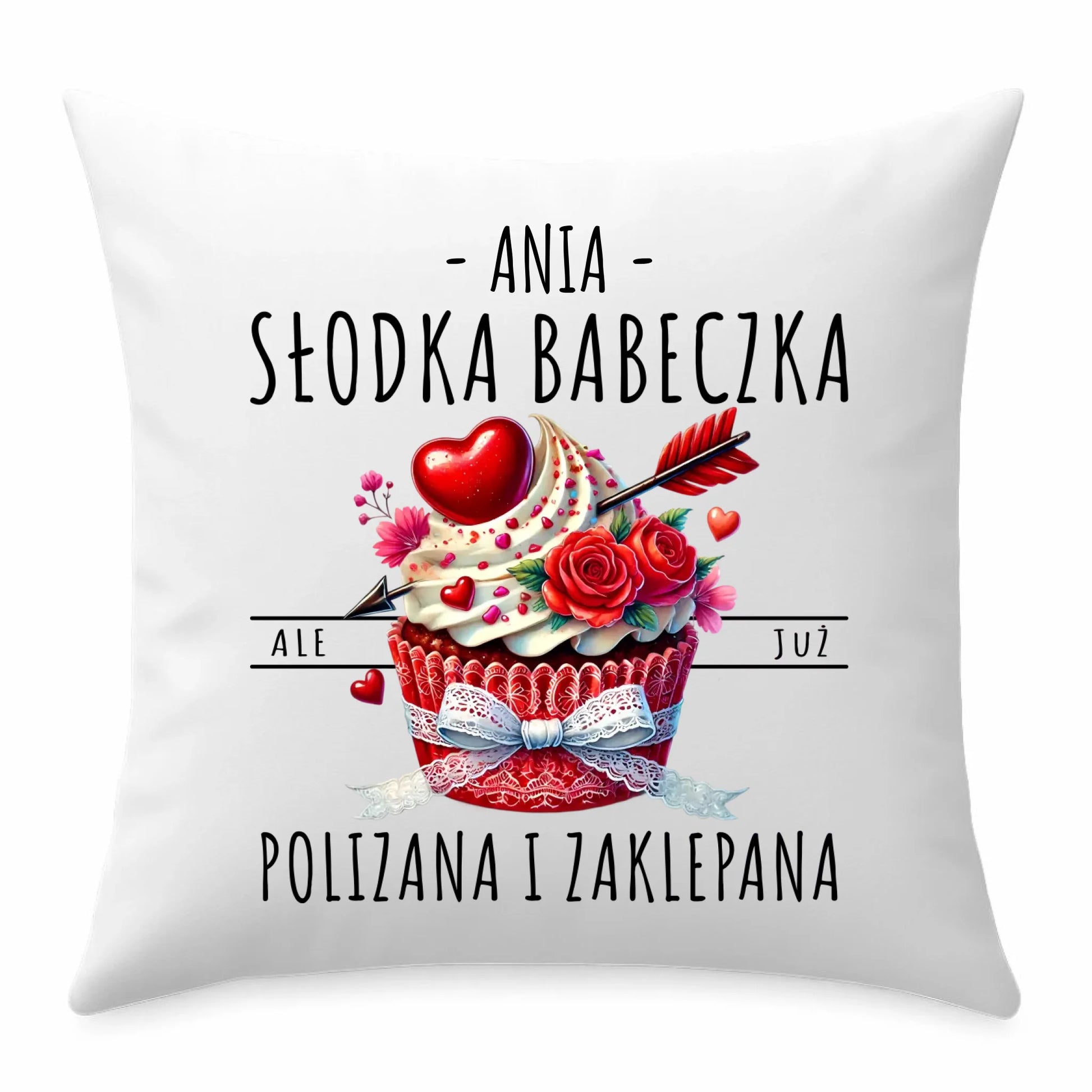 Poduszka - Słodka babeczka polizana i zaklepana - personalizowana W37 - StoryCups.pl