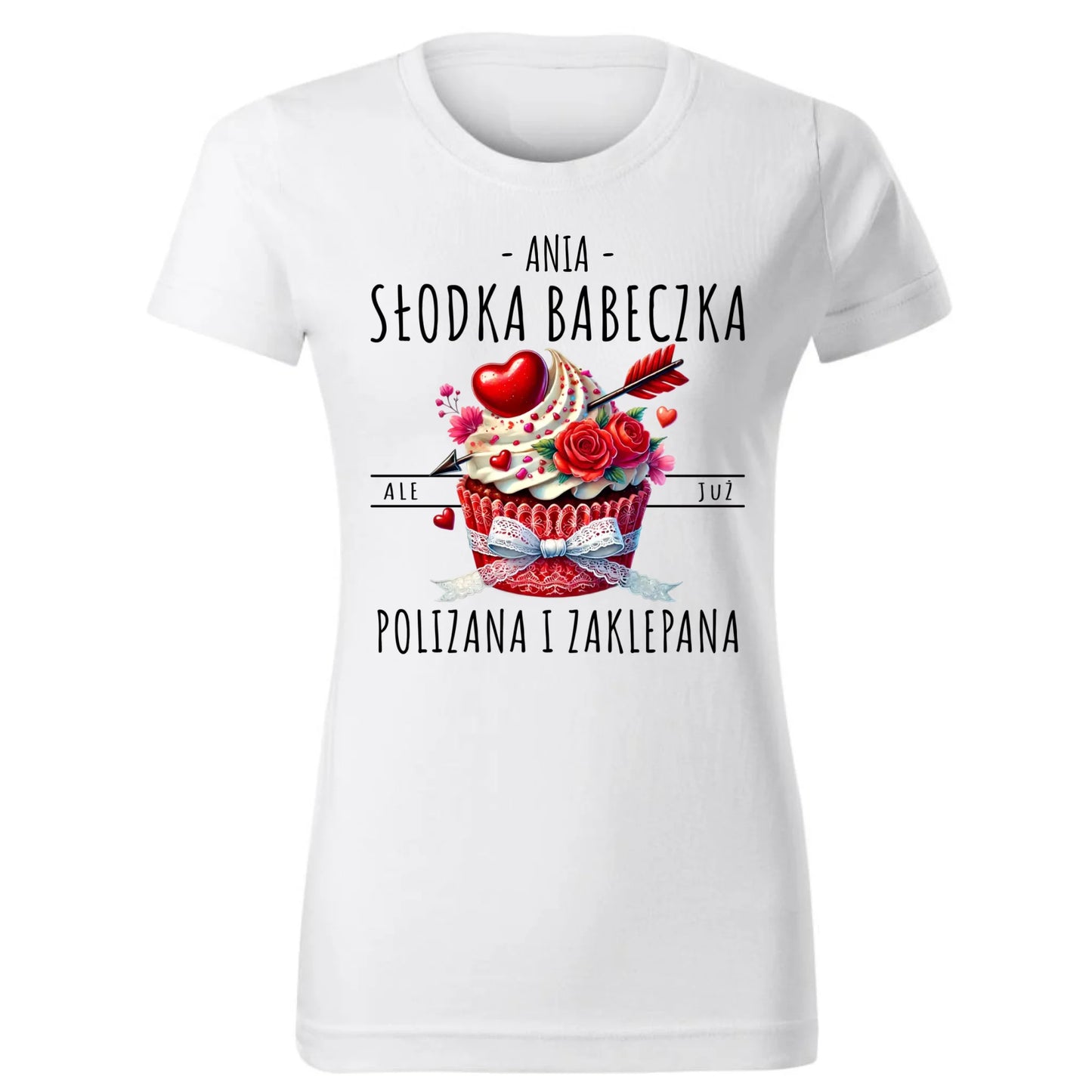 Koszulka damska - Słodka babeczka polizana i zaklepana - personalizowana W37 - StoryCups.pl