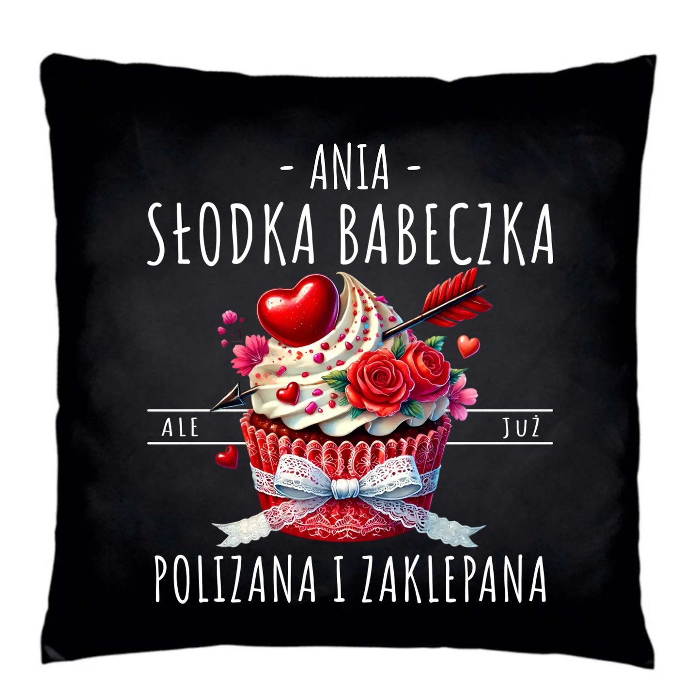 Poduszka dekoracyjna - Słodka babeczka polizana i zaklepana - personalizowana W37 - StoryCups.pl