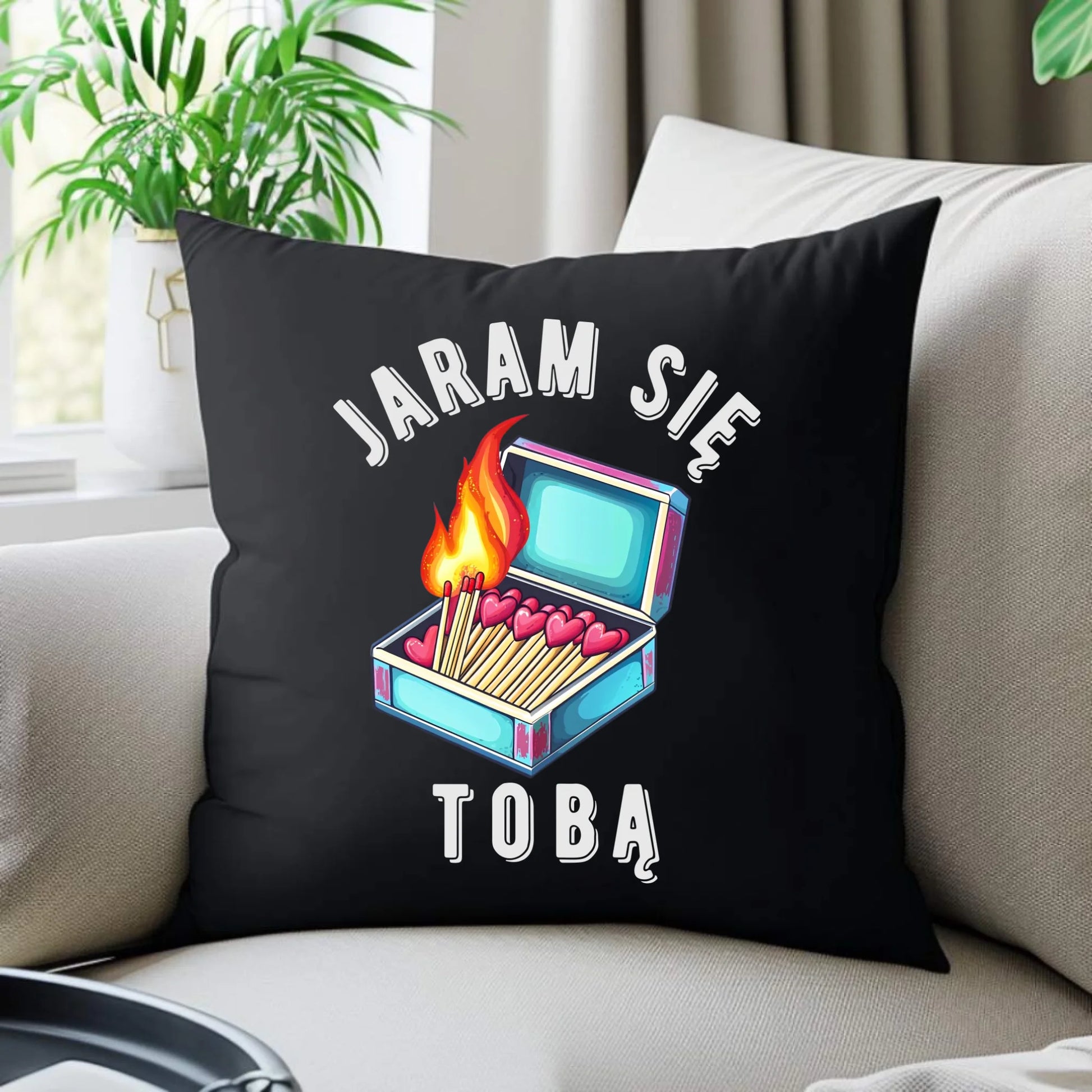 Poduszka dekoracyjna dla zakochanych - Jaram się Tobą W39 - StoryCups.pl
