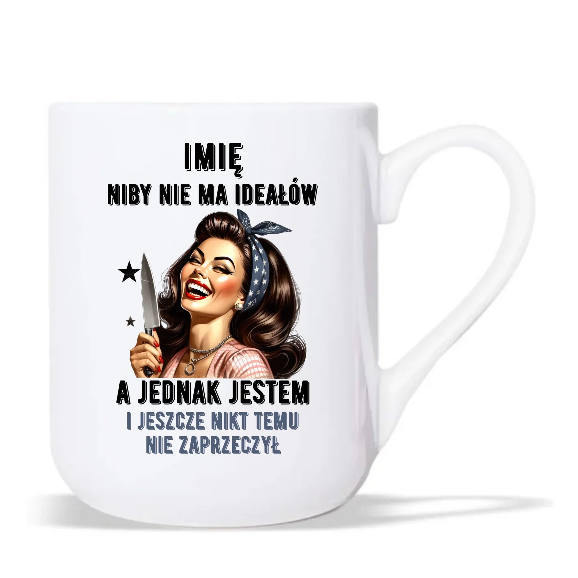 Kubek elegant dla niej - Niby nie ma ideałów - personalizowany DZ01 - StoryCups.pl