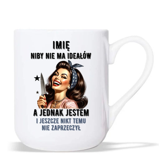 Kubek elegant dla niej - Niby nie ma ideałów - personalizowany DZ01 - StoryCups.pl
