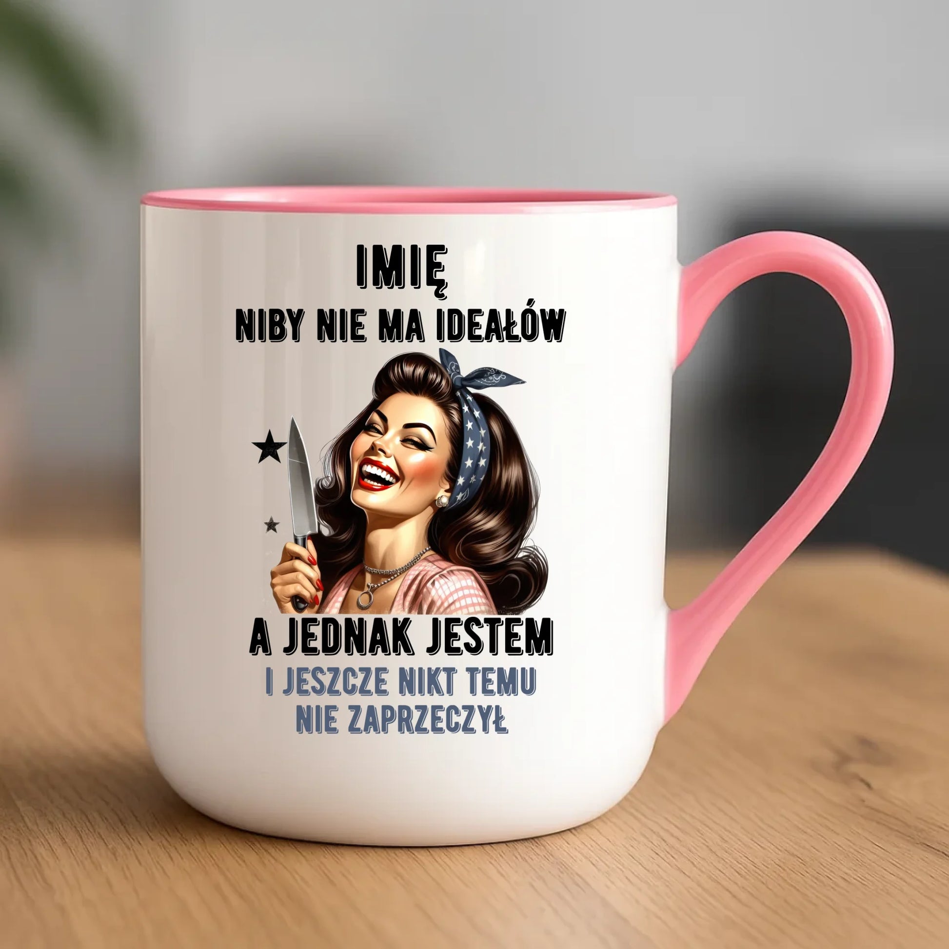 Kubek elegant dla niej - Niby nie ma ideałów - personalizowany DZ01 - StoryCups.pl