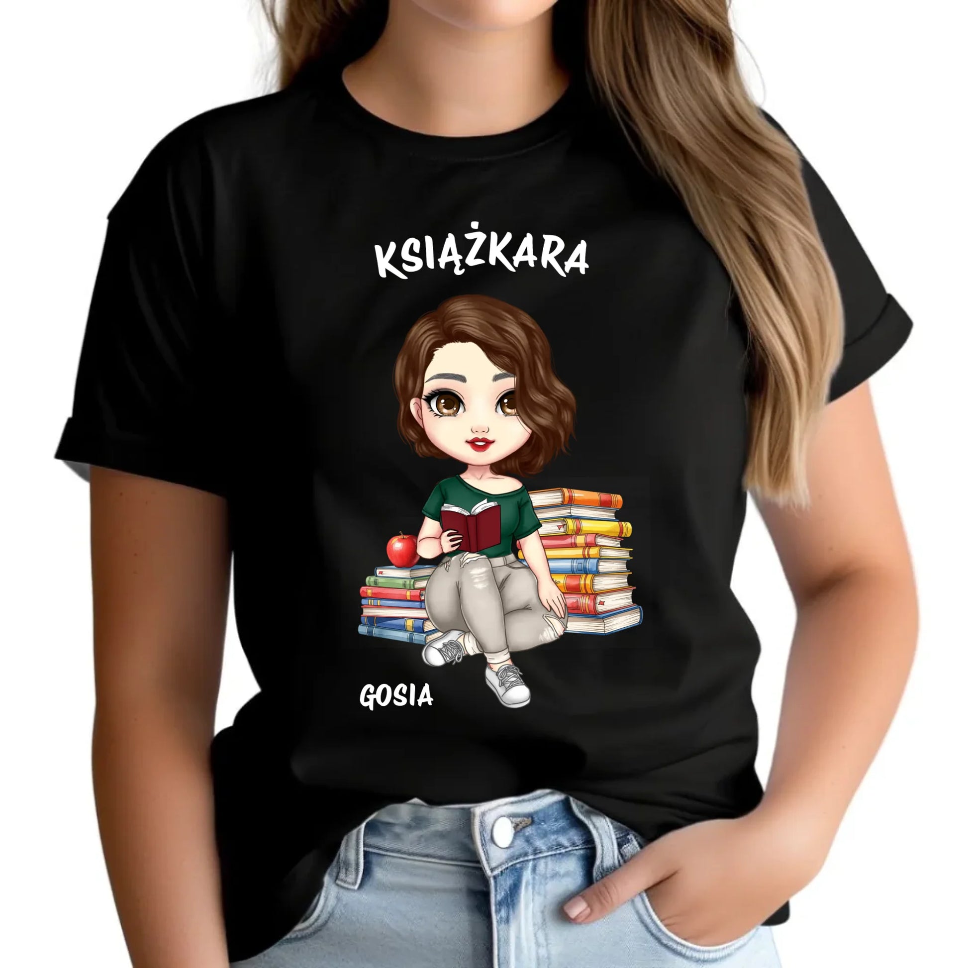 Koszulka damska - Książkara - Prezent dla miłośniczki czytania książek - personalizowana DZ03 - StoryCups.pl