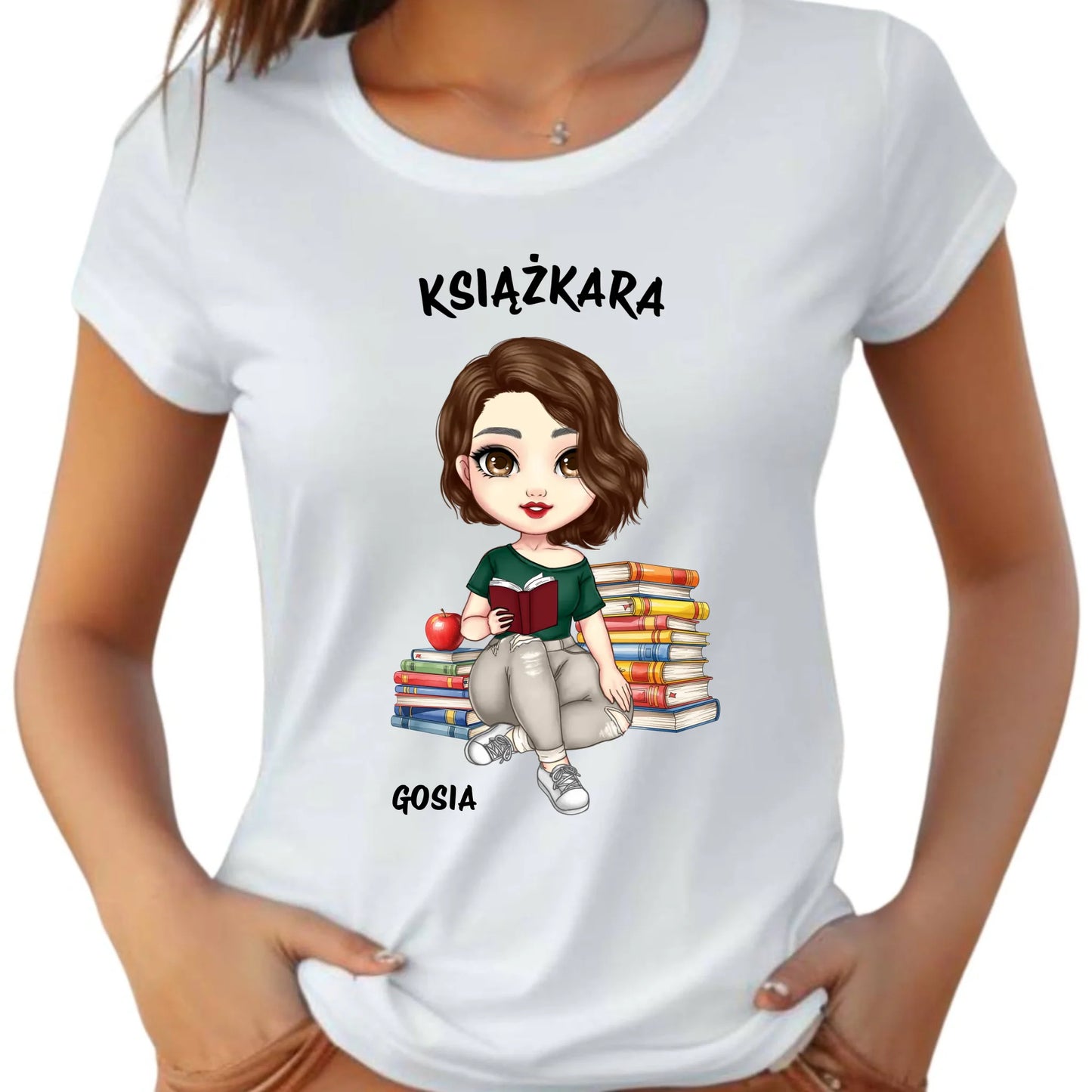 Koszulka damska - Książkara - Prezent dla miłośniczki czytania książek - personalizowana DZ03 - StoryCups.pl