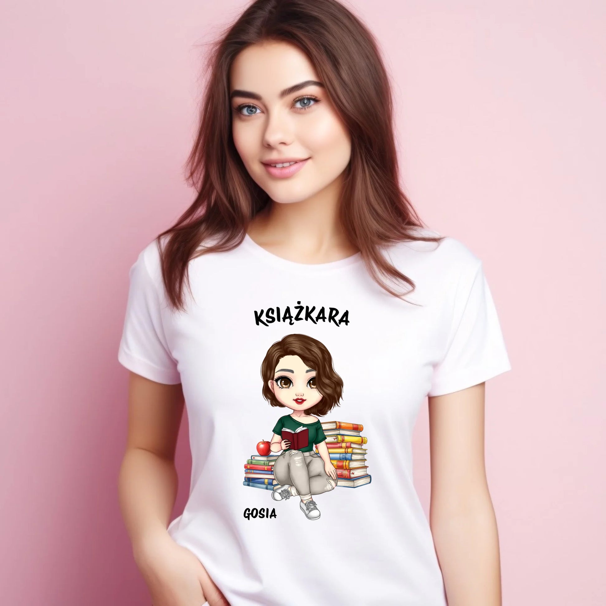 Koszulka damska - Książkara - Prezent dla miłośniczki czytania książek - personalizowana DZ03 - StoryCups.pl
