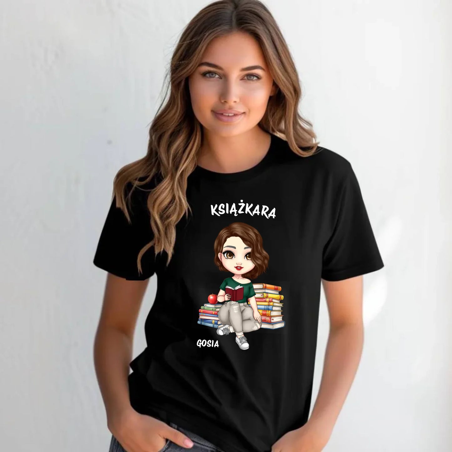 Koszulka damska - Książkara - Prezent dla miłośniczki czytania książek - personalizowana DZ03 - StoryCups.pl