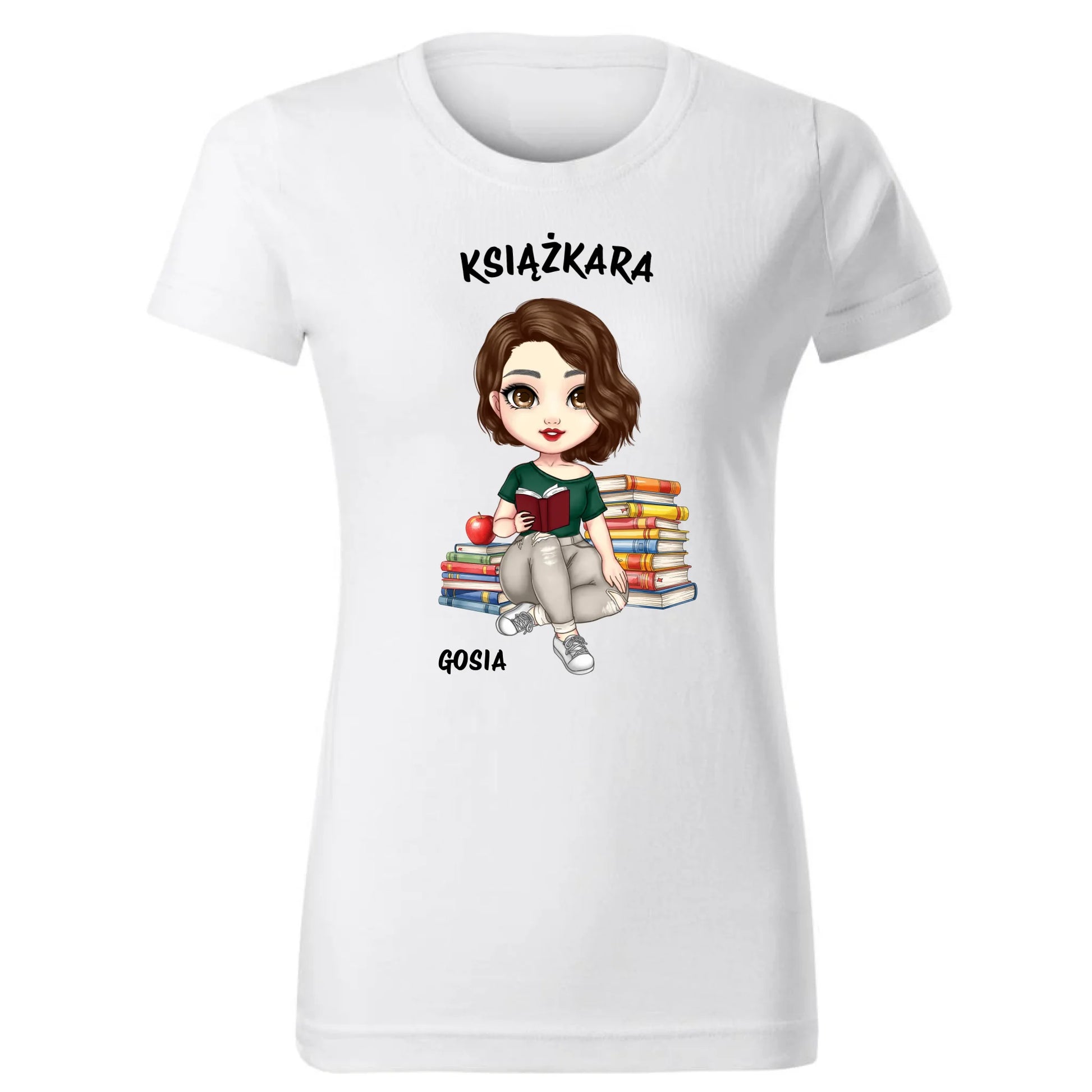 Koszulka damska - Książkara - Prezent dla miłośniczki czytania książek - personalizowana DZ03 - StoryCups.pl