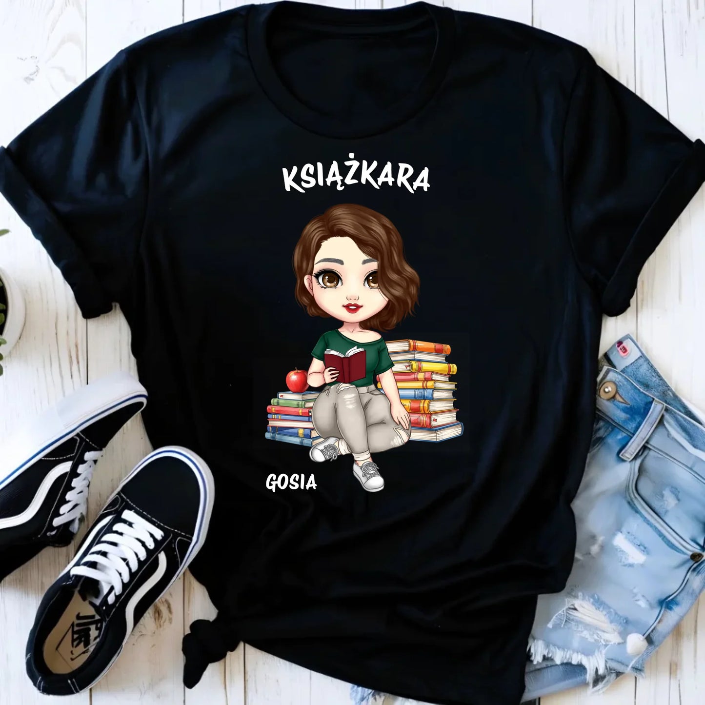 Koszulka damska - Książkara - Prezent dla miłośniczki czytania książek - personalizowana DZ03 - StoryCups.pl