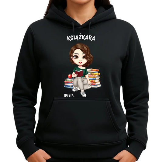 Bluza damska z kapturem - Książkara - Prezent dla miłośniczki czytania książek - personalizowana DZ03 - StoryCups.pl