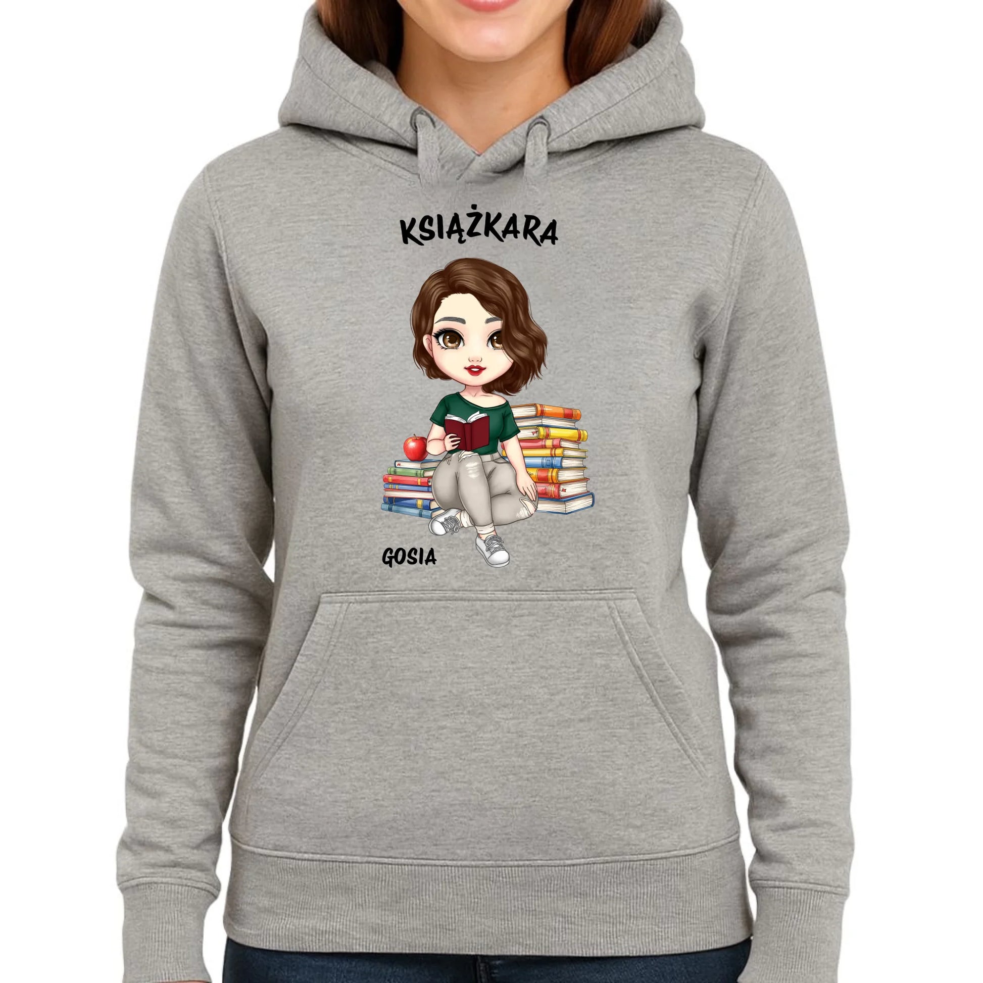 Bluza damska z kapturem - Książkara - Prezent dla miłośniczki czytania książek - personalizowana DZ03 - StoryCups.pl
