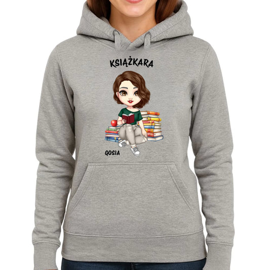 Bluza damska z kapturem - Książkara - Prezent dla miłośniczki czytania książek - personalizowana DZ03 - StoryCups.pl