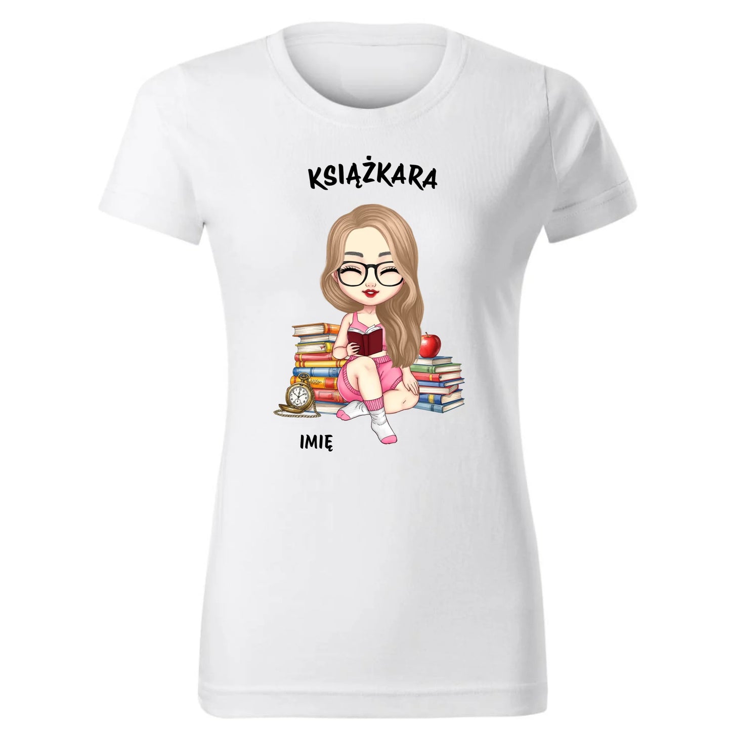 Koszulka damska - Książkara - Prezent dla miłośniczki czytania książek - personalizowana DZ04 - StoryCups.pl