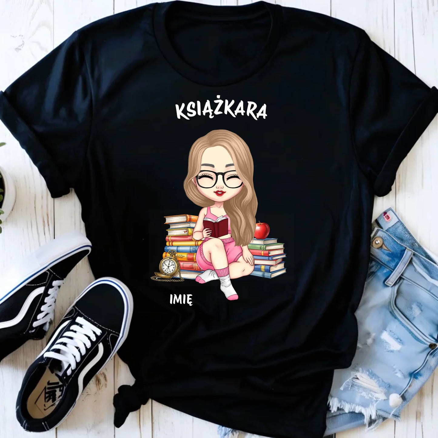 Koszulka damska - Książkara - Prezent dla miłośniczki czytania książek - personalizowana DZ04 - StoryCups.pl