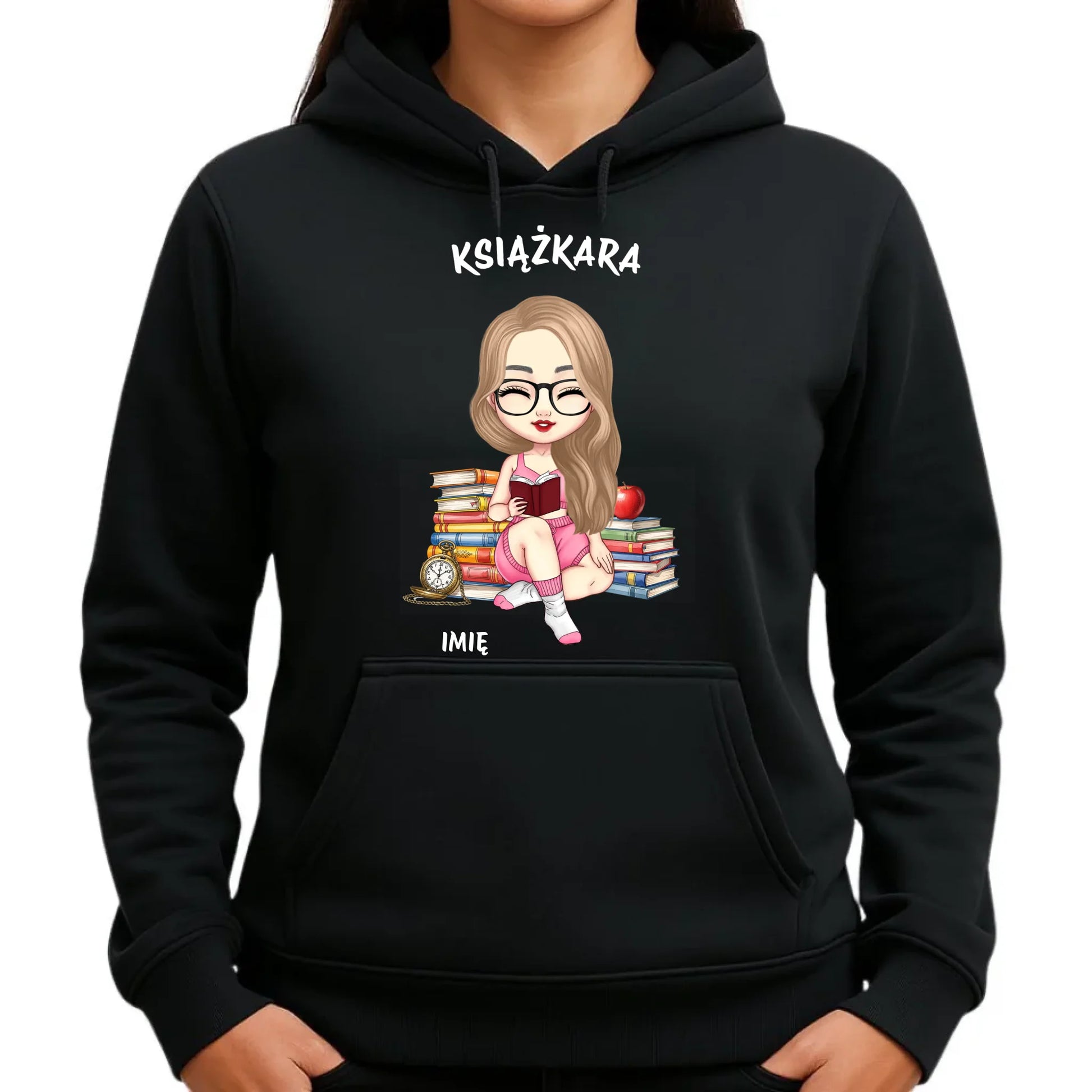 Bluza damska z kapturem - Książkara - Prezent dla miłośniczki czytania książek - personalizowana DZ04 - StoryCups.pl