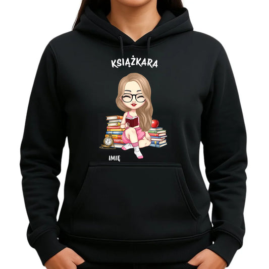 Bluza damska z kapturem - Książkara - Prezent dla miłośniczki czytania książek - personalizowana DZ04 - StoryCups.pl