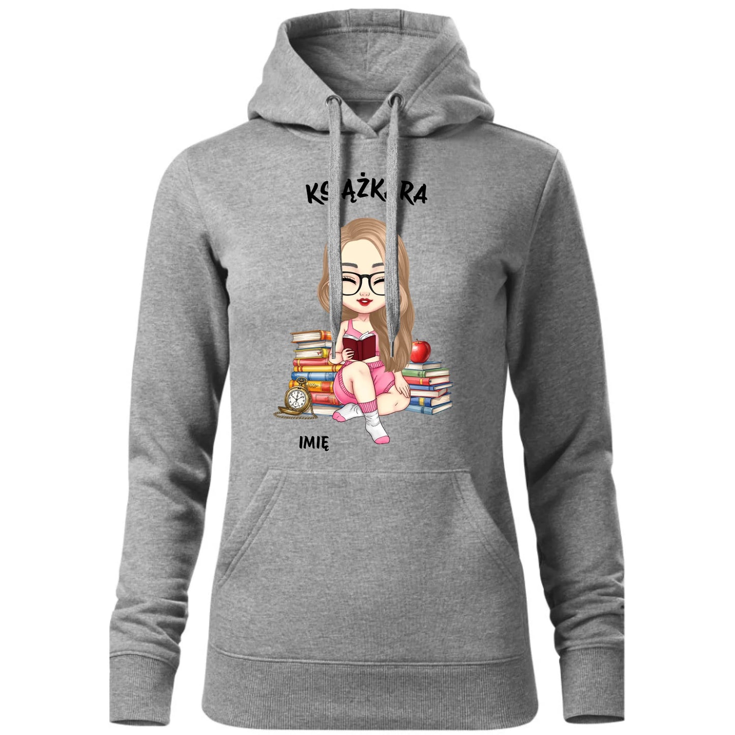 Bluza damska z kapturem - Książkara - Prezent dla miłośniczki czytania książek - personalizowana DZ04 - StoryCups.pl