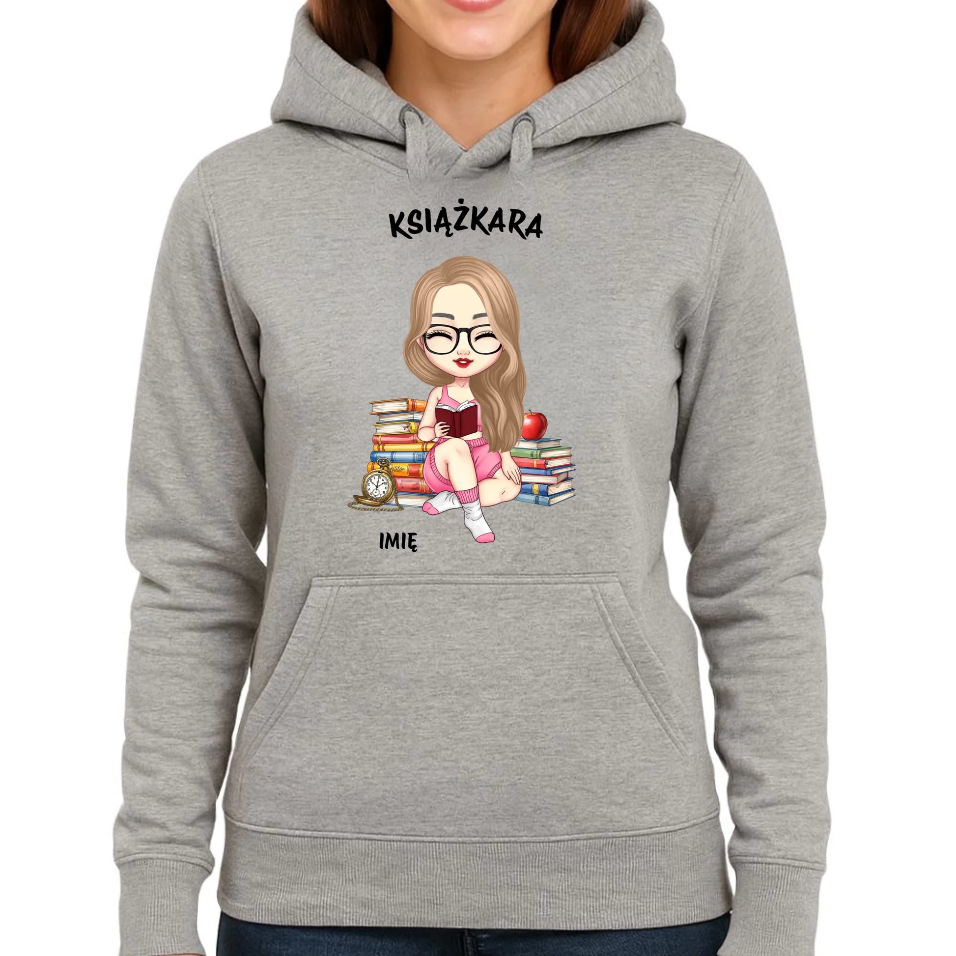 Bluza damska z kapturem - Książkara - Prezent dla miłośniczki czytania książek - personalizowana DZ04 - StoryCups.pl
