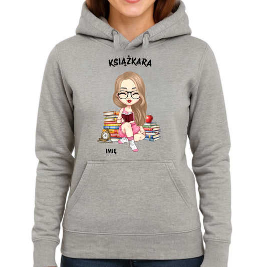 Bluza damska z kapturem - Książkara - Prezent dla miłośniczki czytania książek - personalizowana DZ04 - StoryCups.pl
