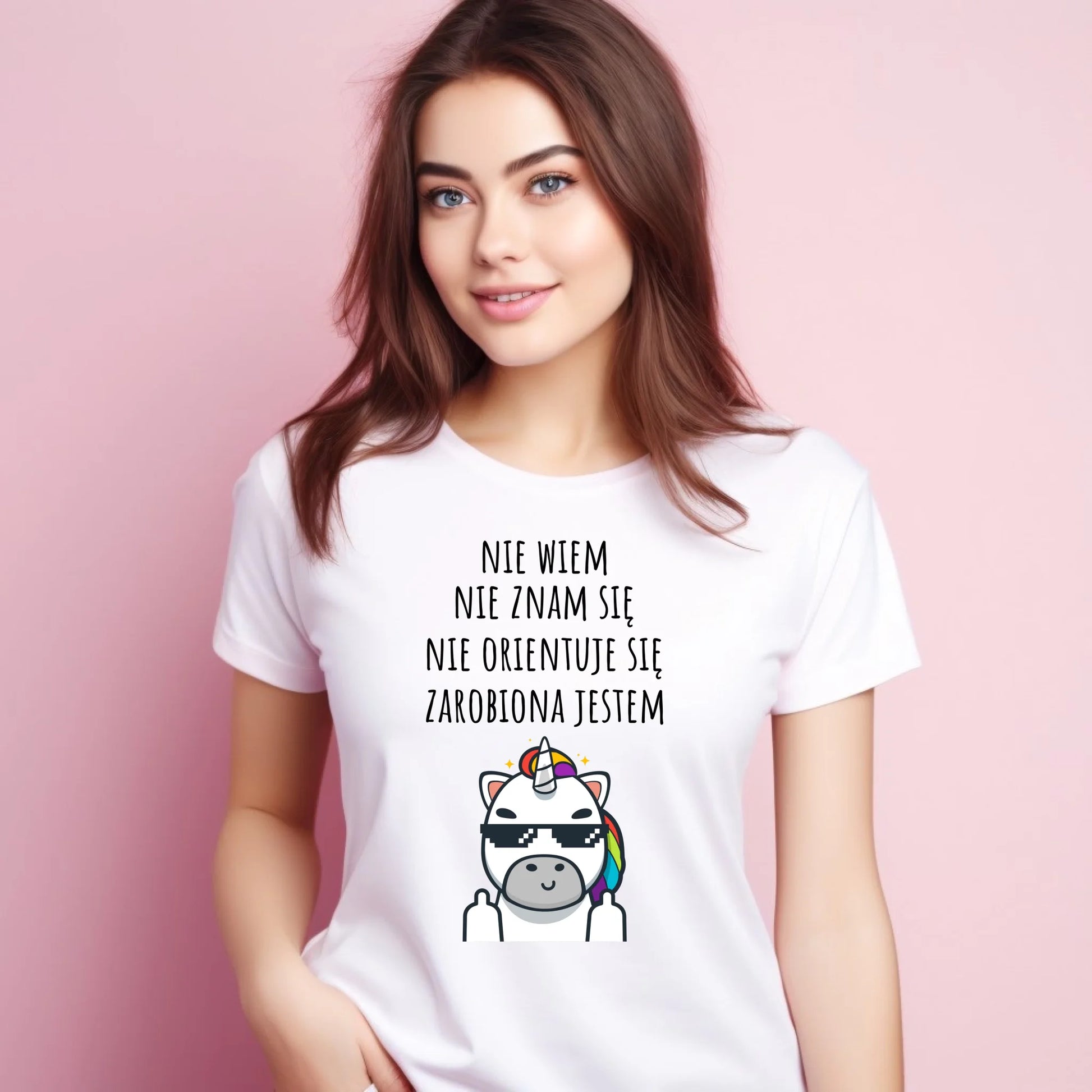 Koszulka damska - Nie wiem, nie znam się, zarobiona jestem DZ05 - StoryCups.pl